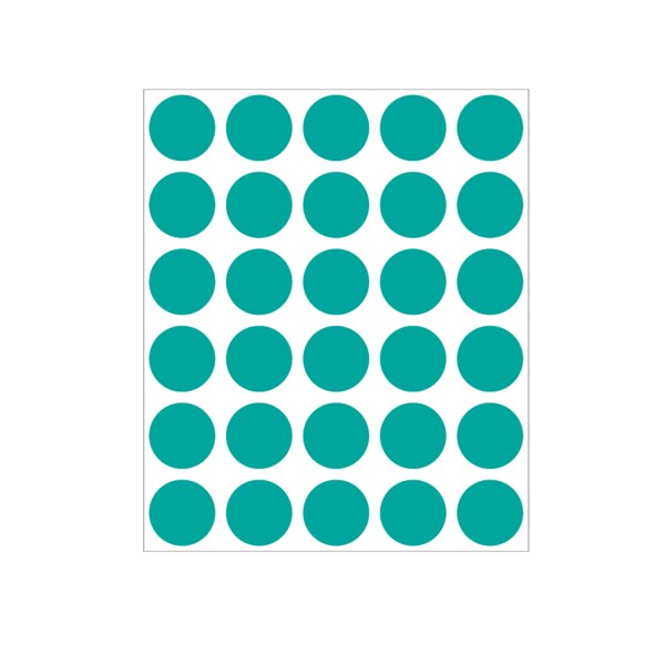 3/4" Color Coding Dots Aqua - Sheet Form